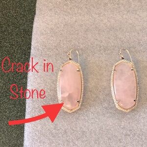 *FLAWED* Kendra Scott Earrings Yellow Goldtone/Rose Quartz